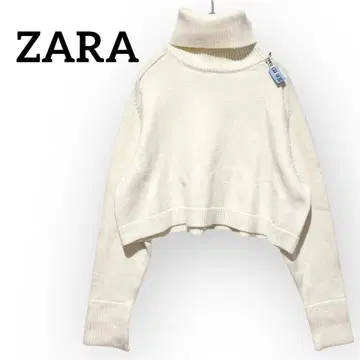 ZARA 워셔블 터틀넥 크롭 니트 [ S ] 화이트 하이넥 숏 기장