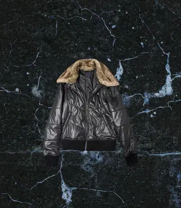 블랙 퍼 옷깃 숏 다운 자켓