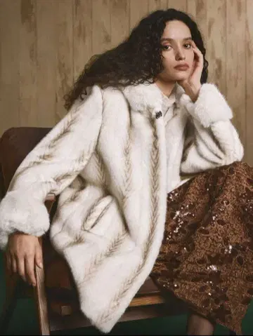 스팽글 장식 브라운 롱 스커트