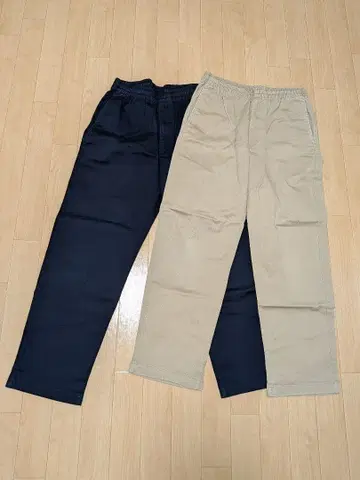 네이비 베이지 유니클로 스트레치 이지 앵클 팬츠