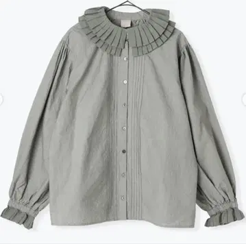 최종 가격 츠하루 바이 사만사 모스모스 플리츠 옷깃 핀턱 블라우스 그레이