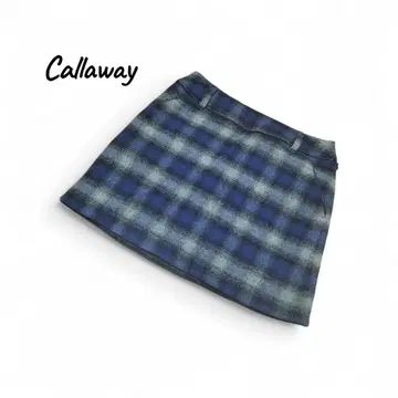 Callaway 블루 계열 체크 스커트 실크 울 혼방 S