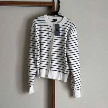 플라스테 PLST UV컷 레이온 블렌드 가디건 보더 니트