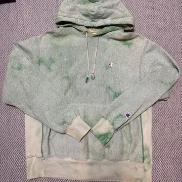 Champion 그린 타이다이 후드티 reverse weave