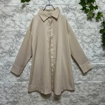 17kg 베이지 긴팔 셔츠 루즈핏 롱 셔츠 [ L ] 매끈매끈