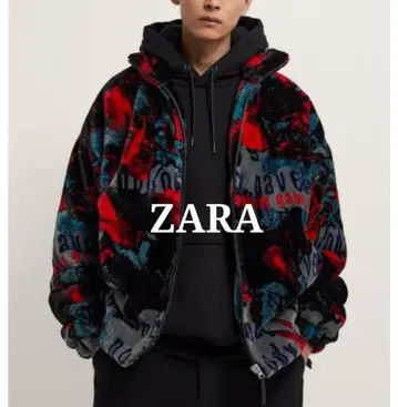 ZARA 자라 올 패턴 플리스 블루종 멀티 컬러 드로 코드
