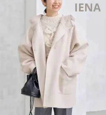 IENA SUPER120 더블 페이스 후드 코트 내추럴 38