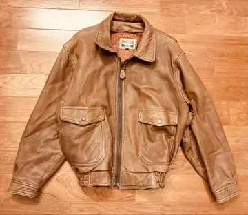 GLEEMAN 양가죽 천연 가죽 램 가죽 플라이트 자켓 A2 브라운 L