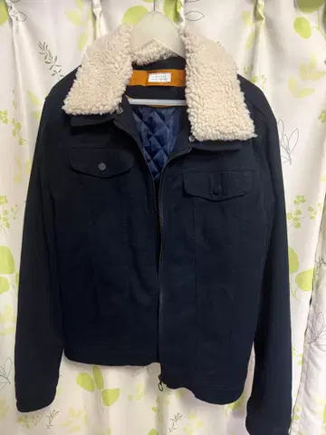 네이비 플리스 카라 부착 자켓