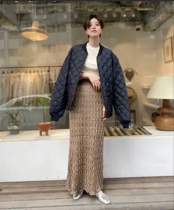 TODAYFUL 보이프렌드 퀼팅 블루종