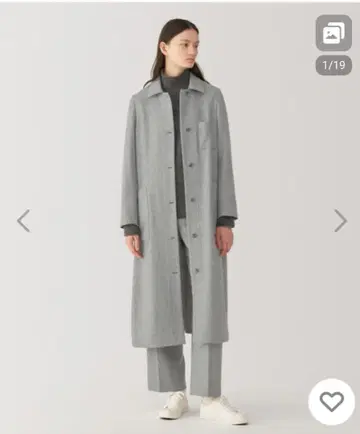 새상품급 MUJI Labo 무인양품 울 혼방 롱 코트 원피스 트위드