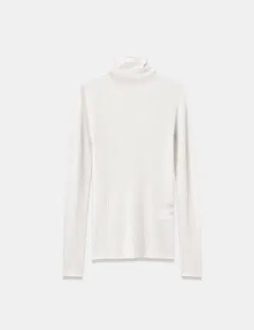 PLST 라메 시어 리브 터틀넥 스웨터