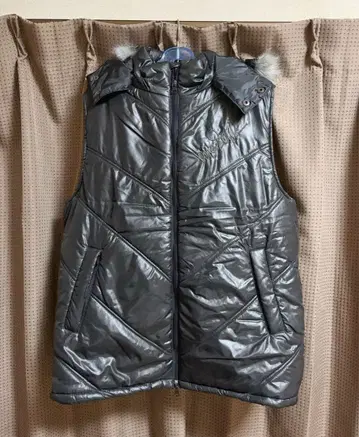 b-one-soul 헤이세이 구제 의류 후드 퍼 다운 베스트 자켓 블랙