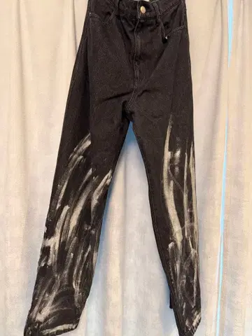 GIDEAL. silver paint denim pants 2