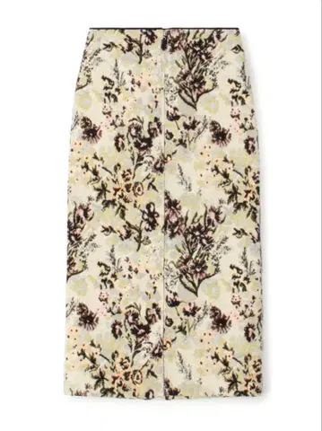 블러쉬 플라워 프린트 I라인 스커트