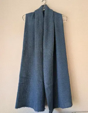 MITTAN 캐시미어 솜털 숄 남색 x 호두