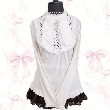 y2k axes femme 빅 리본 도트 프릴 위시코어