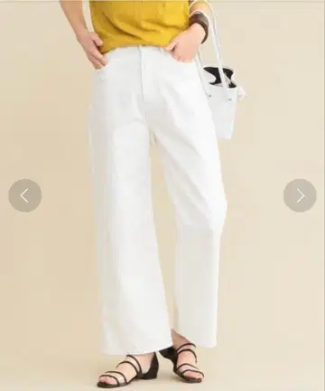 BEAUTY&YOUTH 크롭 와이드 팬츠 화이트 데님 화이트 M