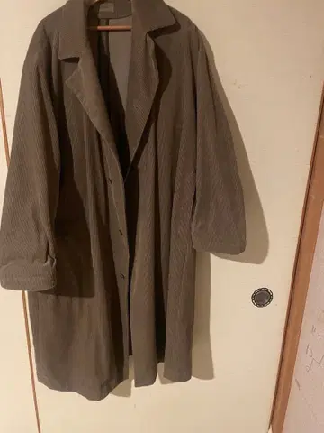 요건 레일 브라운 코듀로이 롱 코트