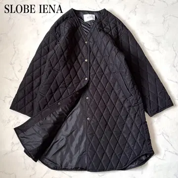 새상품급 [ SLOBE IENA ] 노카라 퀼팅 코트 블랙 38 M