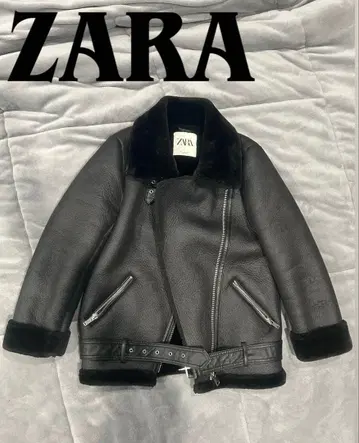 예쁜 ZARA 여성용 페이크 무스탕 더블 라이더 자켓 두꺼운