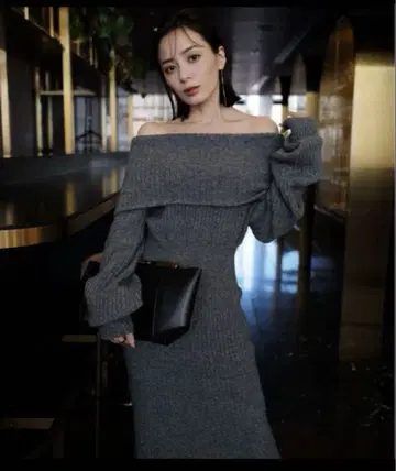 anuans 오프숄 니트 원피스