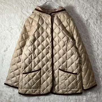 새상품급 크로커다일 퀼팅 자켓 다운 후드 부착 베이지 L