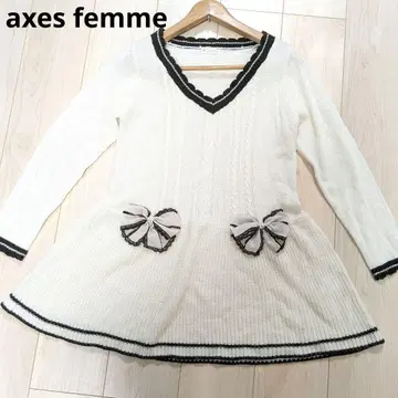 axesfemme 아이보리 니트 원피스 리본 M 사이즈