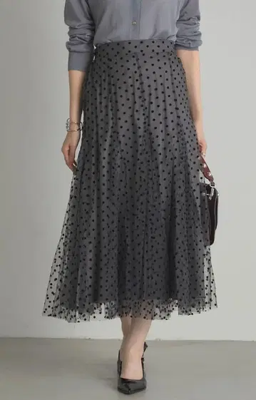 [ 미사용 새상품 ] 노스탤지어 플로키 도트 샤샤 스커트