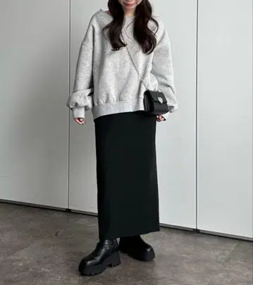 허리 드로스트 컷 리브 내로우 스커트 [ prose verse ]