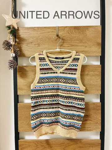 UNITED ARROWS 니트 베스트 기하학 패턴