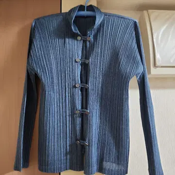 이세이 플리츠 플리츠 다크 블루 플리츠 긴팔 셔츠