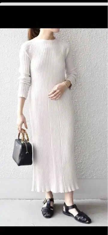 SHIPS 스위스 오가닉 코튼 리브 원피스