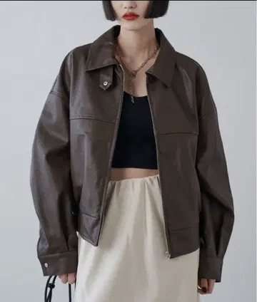 Lui's 합성 가죽 블루종 가죽 자켓 브라운