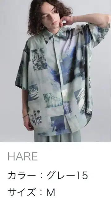 HARE 브라 포토 콜라주 셔츠 그레이 15 M