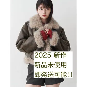 2025 MURUA 미사용 새상품 숏 페이크 무스탕 자켓 카키
