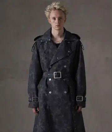 GRANCY 올 패턴 롱 트렌치코트