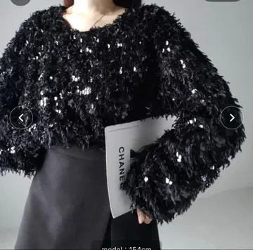 ZOZOTOWN 블랙 니트 반짝이 스팽글