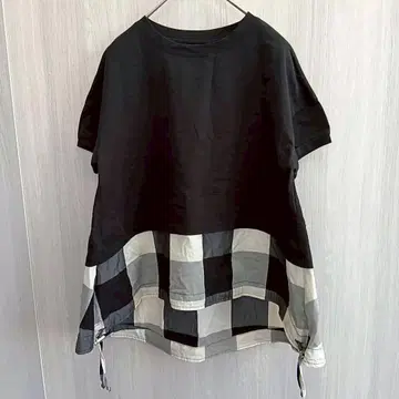 스타일 라비 탑스 티셔츠 튜닉 롱 기장 블랙 M