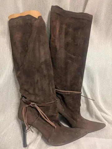VII XII XXX 브라운 스웨이드 롱 부츠 약 9.5cm 힐