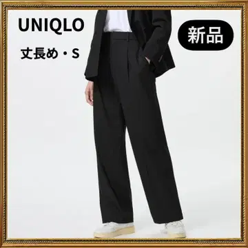 새상품 UNIQLO 유니클로 턱 와이드 팬츠 (긴 길이) 블랙/S 사이즈
