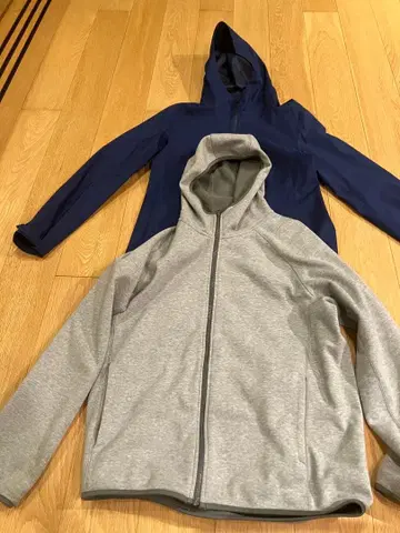 UNIQLO 후드 부착 후드티 M 블루&L 그레이