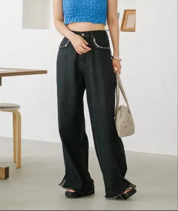 Kastane 카스타네 데님 슬릿 와이드 팬츠 사이즈 1