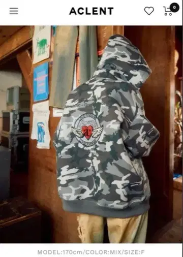 ACLENT 엔젤 하트 로고 지퍼 후디