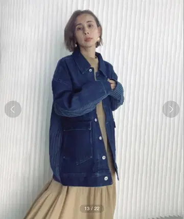 [ AMERI ] KNIT DOCKING DENIM JACKET