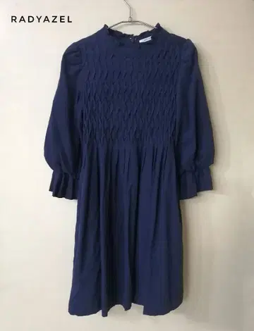 레이디 아젤 S 사이즈 네이비 컬러 긴팔 코듀로이 원피스 스모크 가공