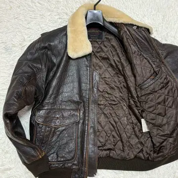 레어 L 사이즈 옷깃 무스탕 G1 A2 가죽 자켓 퀼팅 울트라 웜