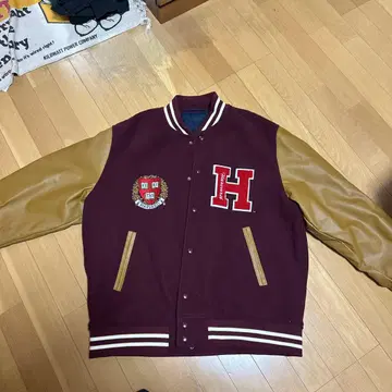 HARVARD UNIVERSITY 바시티 자켓 버건디