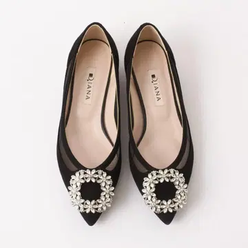 DIANA 블랙 비쥬 버클 장식 펌프스 다이애나