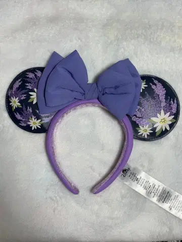 미니 마우스 스타일 보라색 머리띠 꽃무늬 해외 디즈니 한정